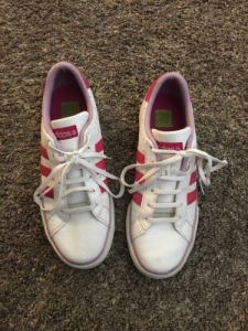 Woman Ladies Pink White Adidas Tennis Shoes Size 8 Sneakers